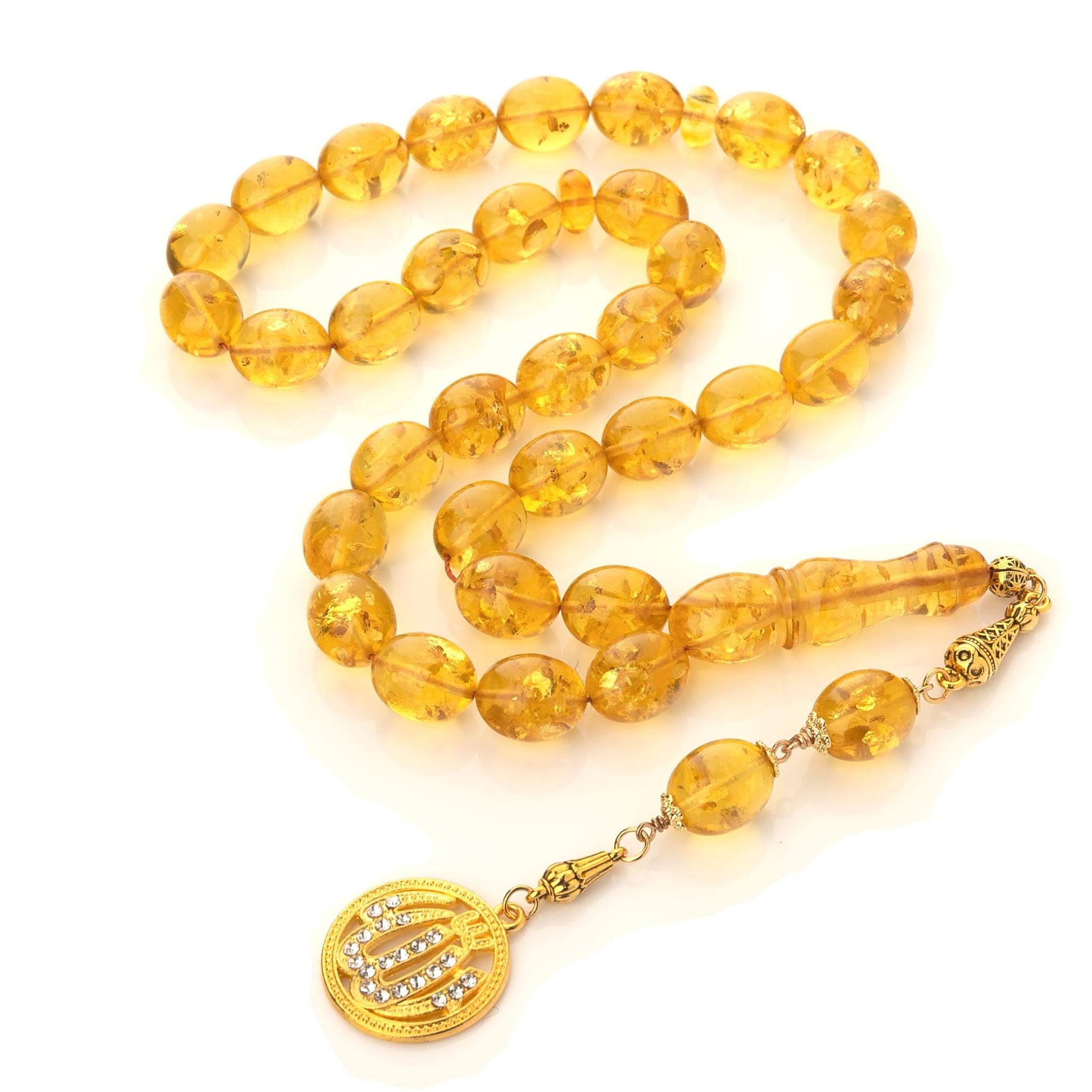 Handmade Baltic Amber Tasbih: 33-Bead Muslim Prayer Rosary