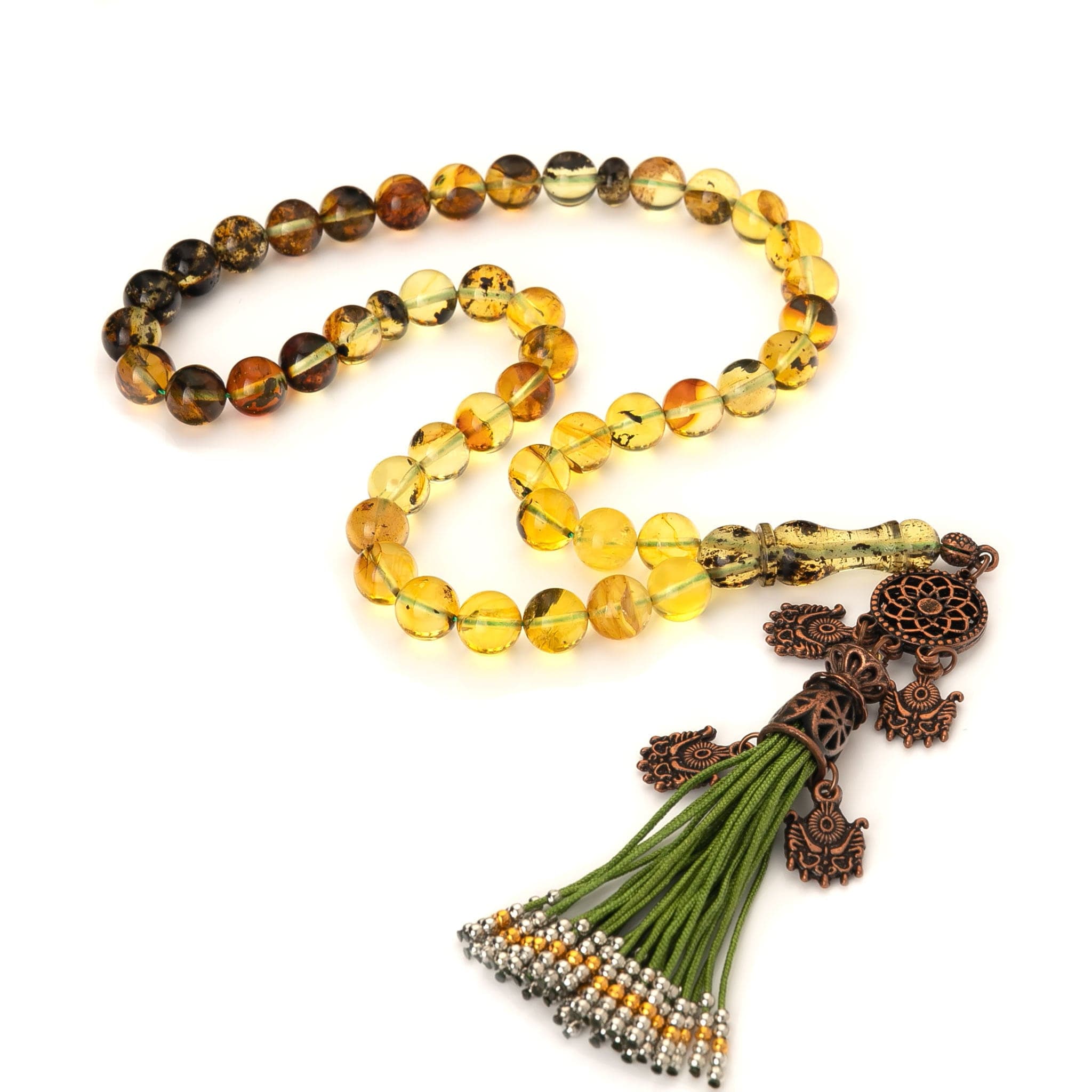 Natural Amber Tasbih|45 Islamic Prayer Beads,34g|Misbaha|Tesbih|Sibha|Damla Kehribar|مسبحة عنبر|