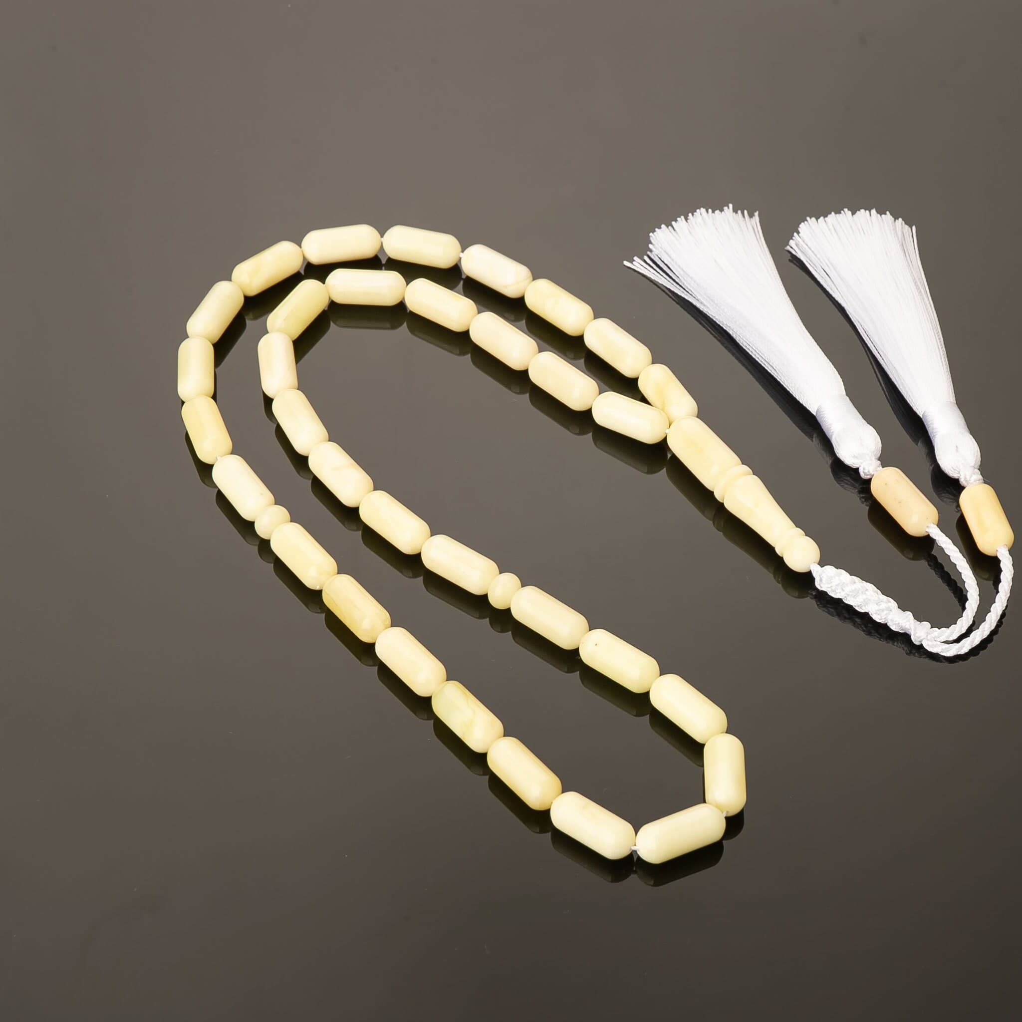White Amber Tasbih: Genuine Islamic Prayer Beads Rosary - image 3
