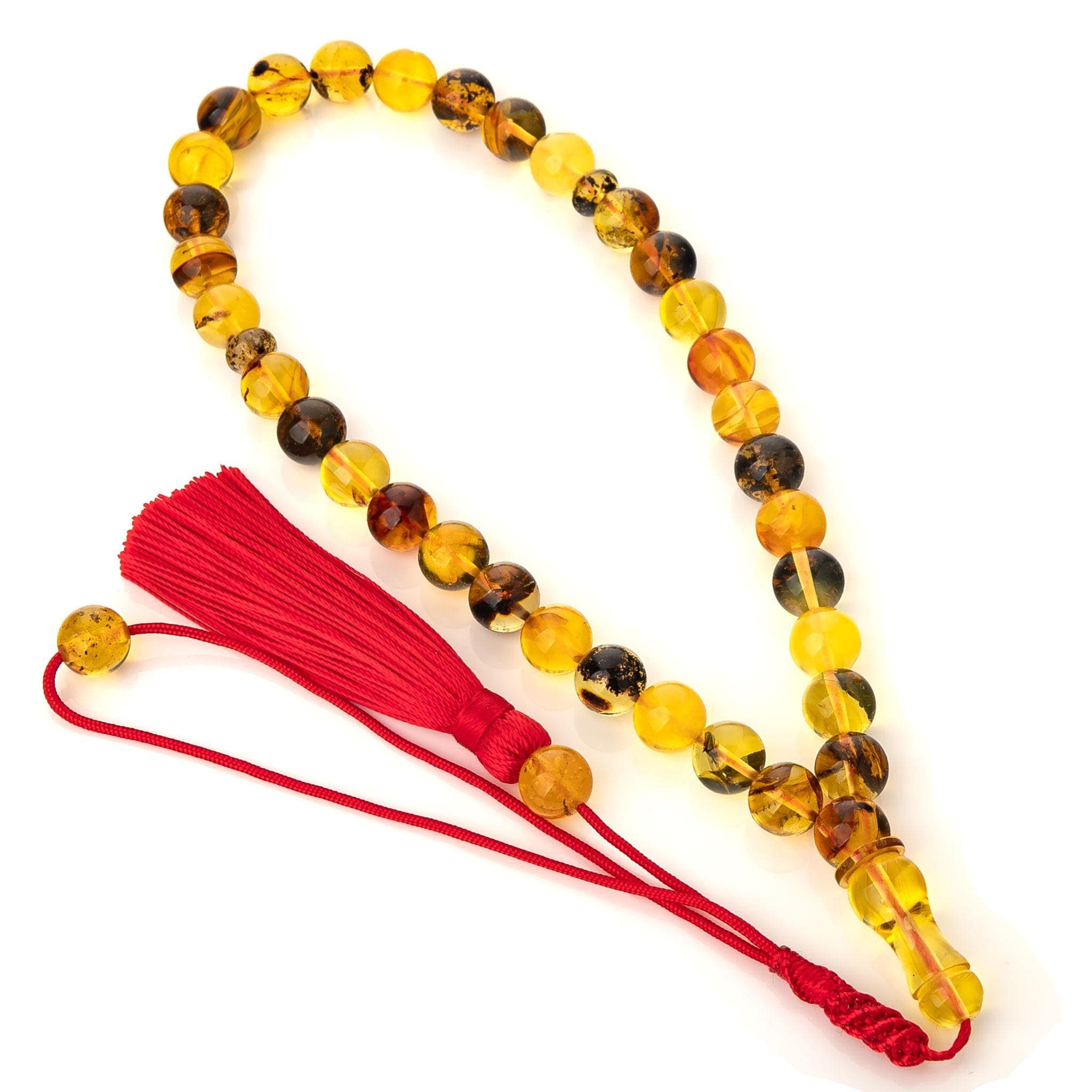 Handmade Genuine Baltic Amber Tasbih with Red Tassel – 33 Islamic Prayer Beads - image 5