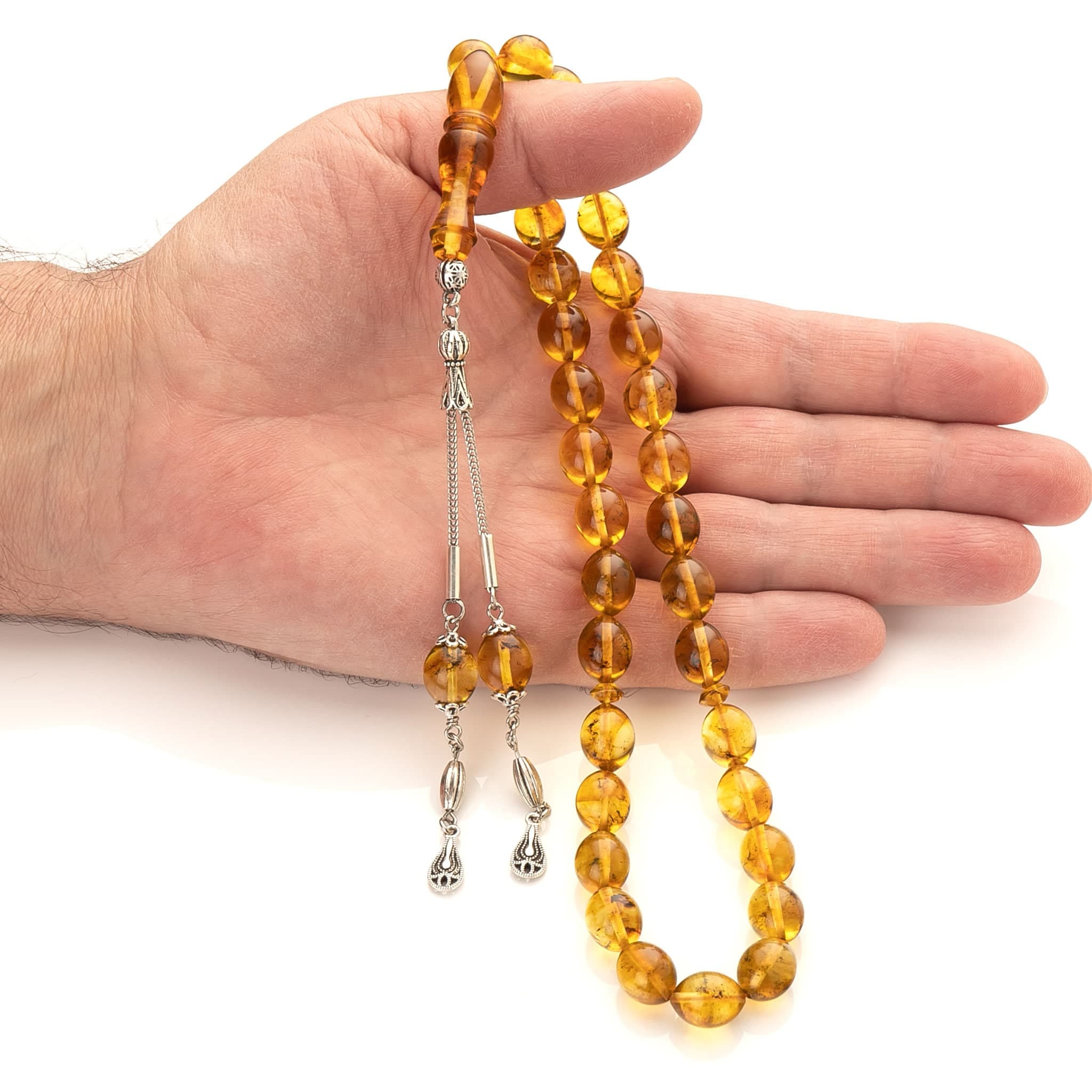 Transparent Amber Tasbih: Muslim Prayer Beads with Inclusions - image 5