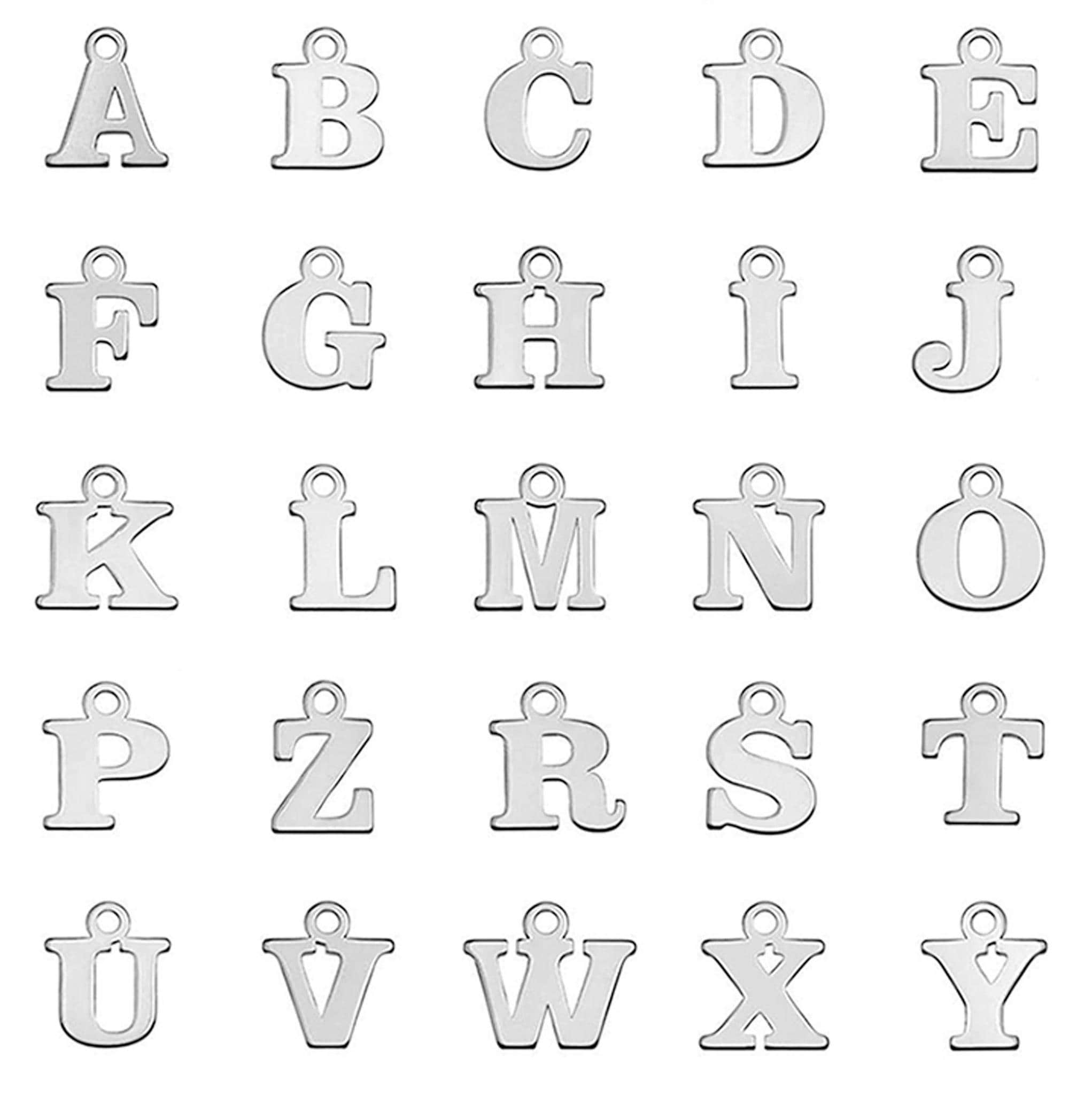 Sterling Silver Letter Charm: Initial Pendant for Necklace, Bracelet, Rosary