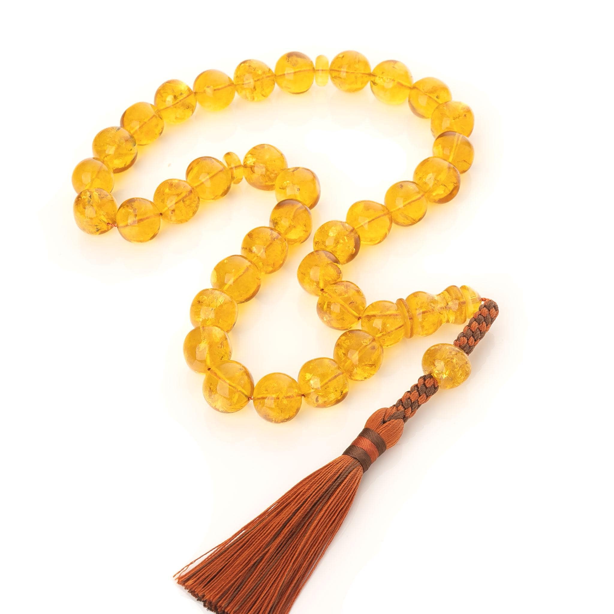 Baltic Amber Tasbih: Handmade Muslim Prayer Beads with Tassel (73g)