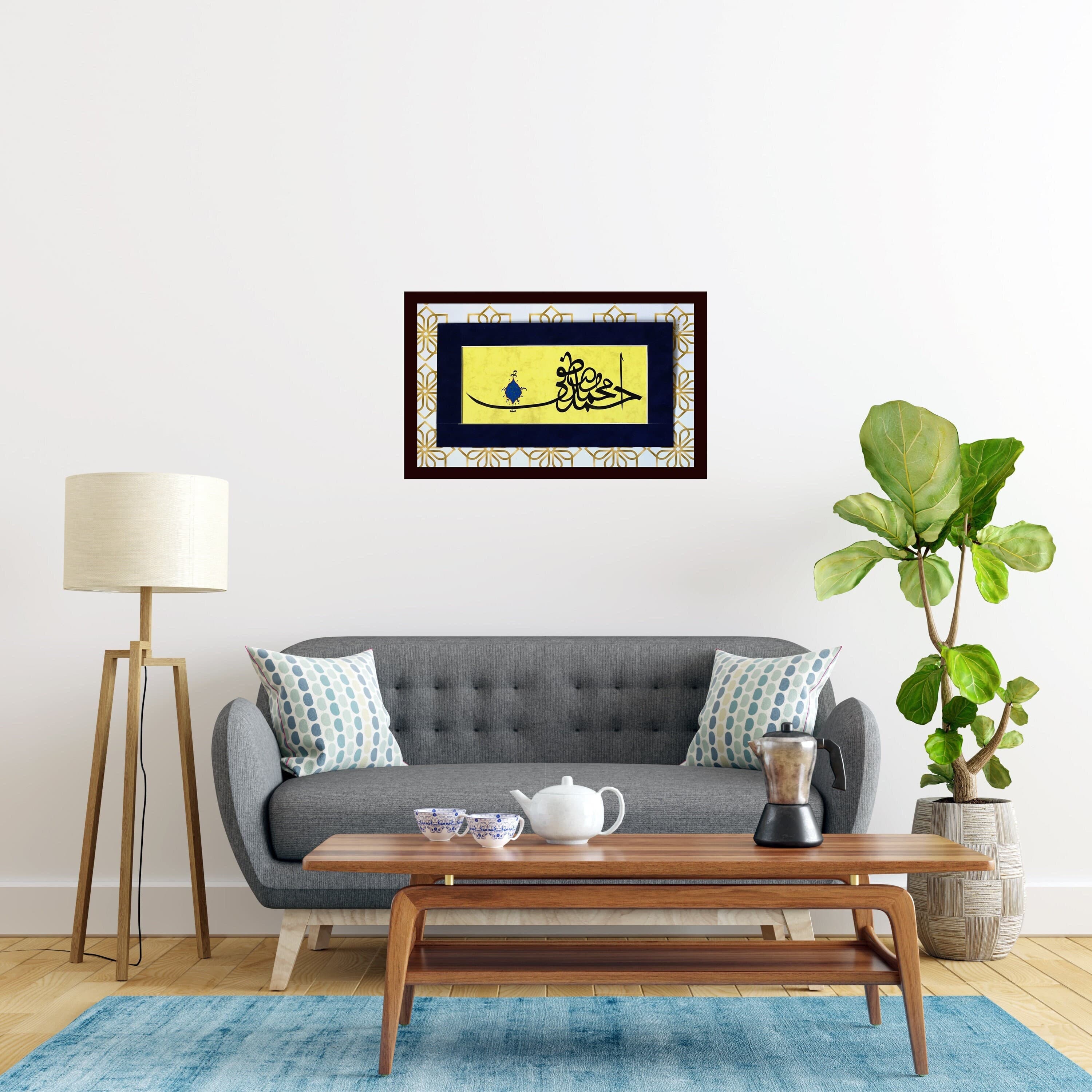 Islamic Calligraphy Arabic Calligraphy Handmade Hand Painting Ottoman Islamic Wall Art Wall Décor "Muhammed (SAV), Ahmed, Mustafa"